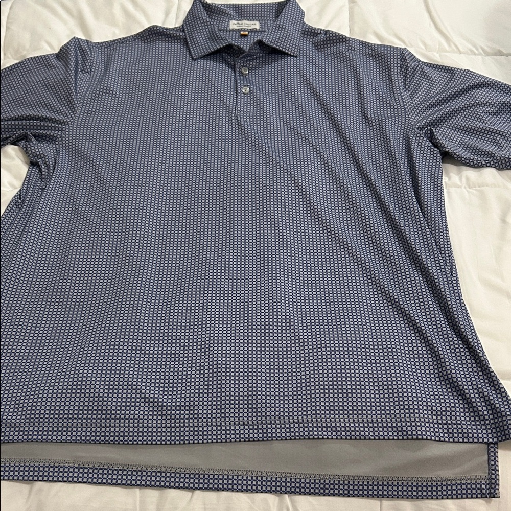 Peter Millar Navy and White Micro Dot Polo